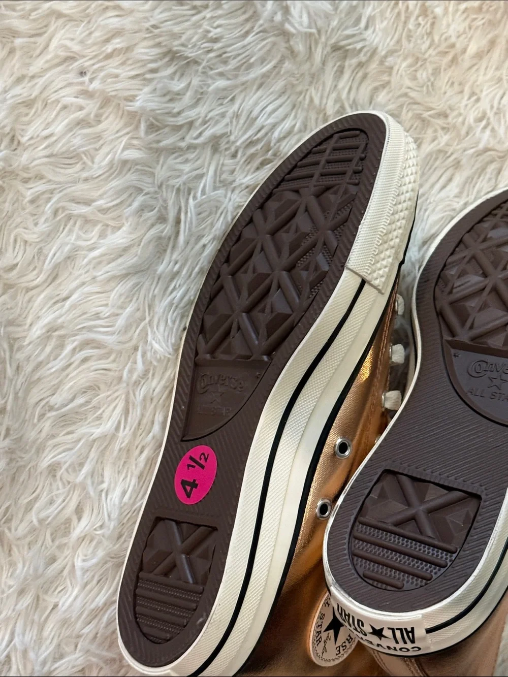 Converse Kids Metallic Rose Gold High Top Sneakers 4.5
